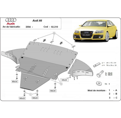 Cubre Carter Metalico Audi A6 Lateral 2004-2011 Acero 2mm