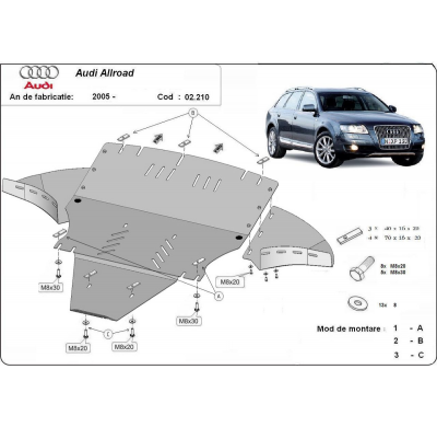 Cubre Carter Metalico Audi Allroad 2 - Lateral 2005-2011 Acero 2mm