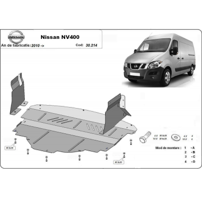 Cubre Carter Metalico Nissan Nv400 2010-2018 Acero 2,5mm