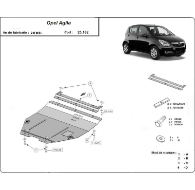 Cubre Carter Metalico Opel Agila (H08) 2008-2018 Acero 2mm