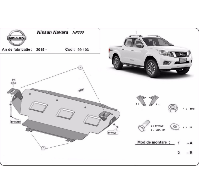 Protección Del Radiador Nissan Navara Np300 2015-2018 Acero 2mm