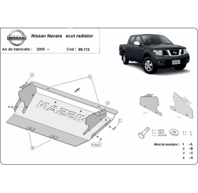 Protección Del Radiador Nissan Navara 2005-2015 Acero 3mm