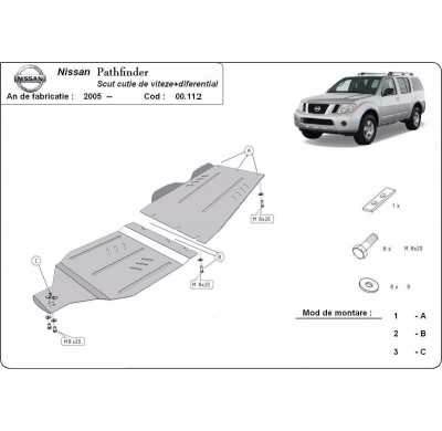Protección De Caja De Cambios Y Diferencial Nissan Pathfinder 2005-2018 Acero 3mm