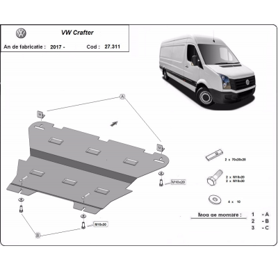 Cubre Carter Metalico Vw Crafter 2017-2018 Acero 2,5mm