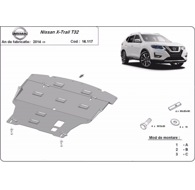 Cubre Carter Metalico Nissan X-Trail T32 2014-2018 Acero 2mm