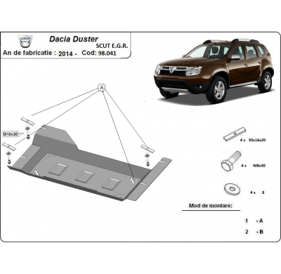 Protección Para Egr, System Stop&go Dacia Duster 2014-2017 Acero 2mm