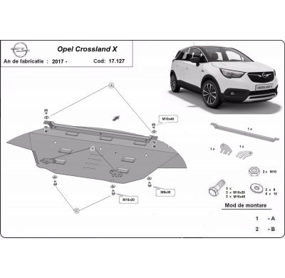Cubre Carter Metalico Opel Crossland X 2017-2018 Acero 2mm