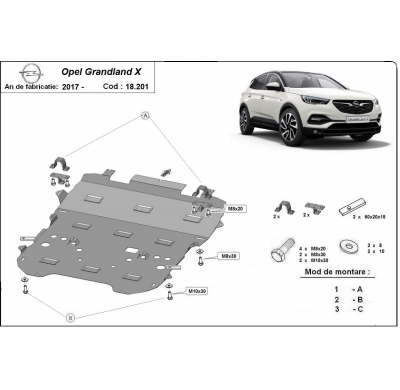 Cubre Carter Metalico Opel Grandland X 2017-2018 Acero 2mm