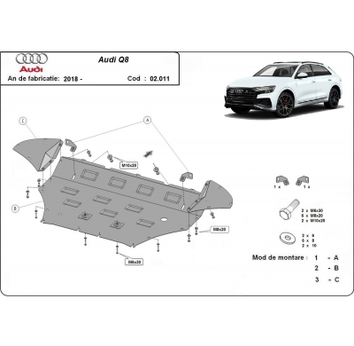 Cubre Carter Metalico Audi Q8  Año: 2018-2020