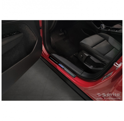 Protectores de umbral de puerta Mirror Black Inox aptos para Volvo XC40 2018- 'Hybrid' - 4 piezas AVISA