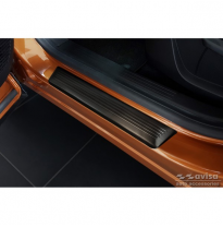 Protectores de umbral de puerta de acero inoxidable negro para Renault Captur II 2020- &#039;Lines&#039; - 4 piezas