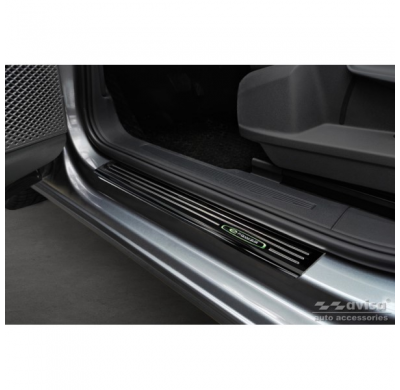 Protectores De Umbral De Puerta En Negro Espejo Adecuados Para Volkswagen Caddy V 2020- 'E-Power' - 2 Piezas