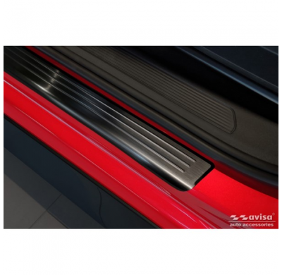 Protectores de umbral de puerta en acero inoxidable negro aptos para Volkswagen ID.3 2020- y Cupra Born 2021- 'Lines' - 4 piezas