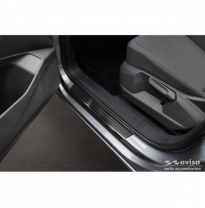 Protectores de umbral de puerta en acero inoxidable negro aptos para Volkswagen Caddy V 2020- &#039;Lines&#039; - 2 piezas