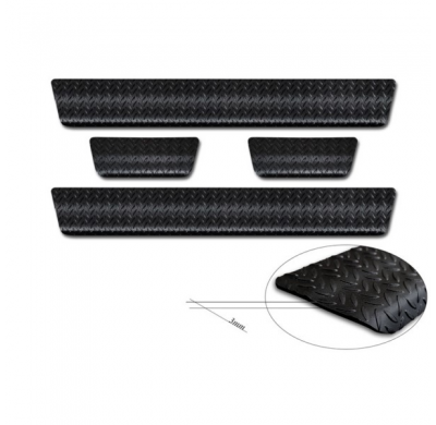Protectores de umbral de puerta de aluminio 'Riffled Plate' aptos para Toyota Aygo X 2022- - 4 piezas - Negro
