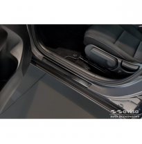 Protectores de umbral de puerta en acero inoxidable negro aptos para Hyundai Kona II 2023- - &#039;Lines&#039; - 4 piezas