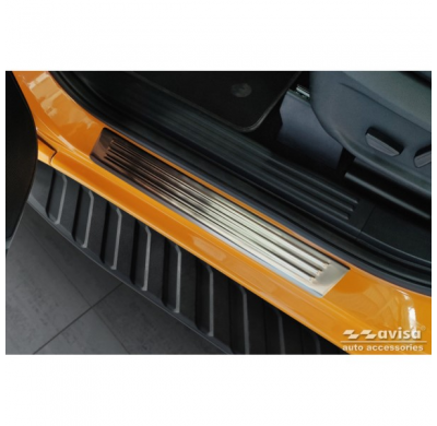 Protectores de umbral de puerta de acero inoxidable aptos para Ford Ranger VI 2022- 'Lines' - 4 piezas