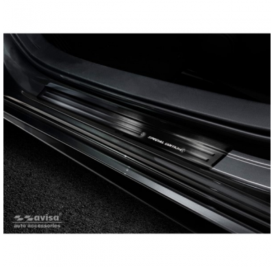 Negro Acero Inoxidable Protectores De Umbral De Puerta Mazda 3 Hb 5-Puertas 2019- - Acero Cepillado 'Edición Especial' 4 Piezas
