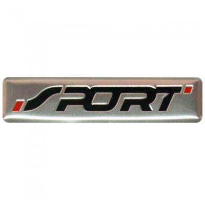 Emblema / Logo De Aluminio - Sport - Negro Y Rojo - 7x1,7cm
