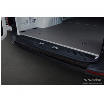 Protector de parachoques trasero de aluminio negro mate adecuado para Mercedes Sprinter III 2018- 'Riffled plate'.