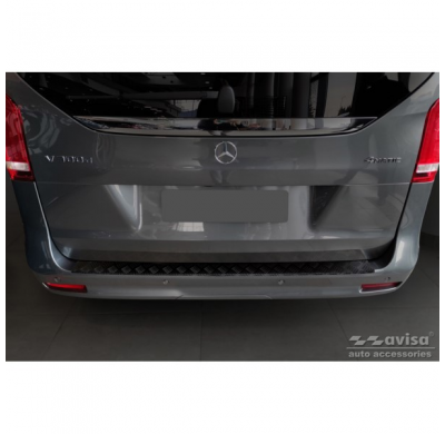 Protector de parachoques trasero de aluminio negro mate adecuado para Mercedes Vito y Clase V 2014-2019 y Facelift 2019- 'Placa
