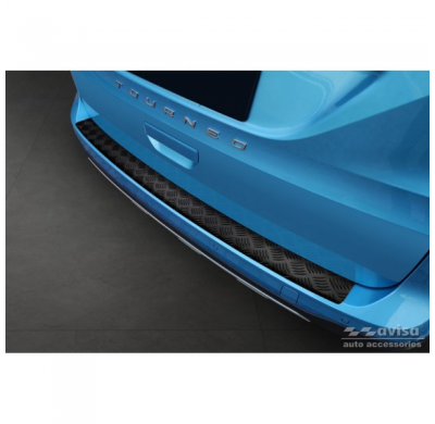 Protector de parachoques trasero de aluminio negro mate adecuado para Ford Tourneo Connect III 2022- 'Riffled Plate'.