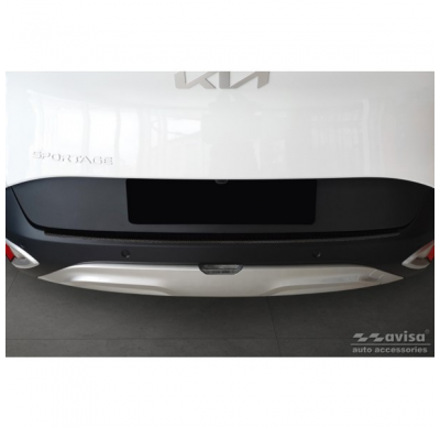 Protector de parachoques trasero de aluminio negro mate adecuado para Kia Sportage V 2021- 'Riffled Plate'.