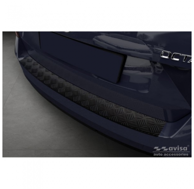 Protector de parachoques trasero en aluminio negro mate para Skoda Octavia III Kombi Facelift 2017-2020 'Riffled Plate'.