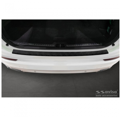 Protector de parachoques trasero de aluminio negro mate adecuado para Volvo XC90 II 2015- 'Riffled Plate'.
