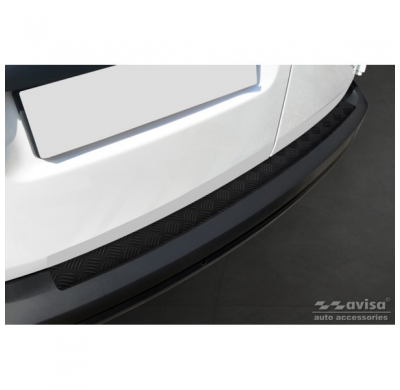 Protector de parachoques trasero de aluminio negro mate adecuado para Volkswagen Caddy 2004-2015 y FL 2015- 'Riffled Plate'.