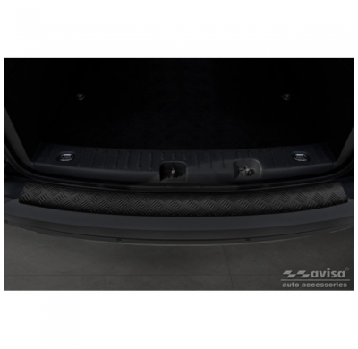 Protector de parachoques trasero de aluminio negro mate adecuado para Volkswagen Caddy 2004-2015 y FL 2015- 'Riffled Plate'.