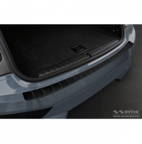 Protector de parachoques trasero de acero inoxidable negro mate para BMW iX (I20) 2021- &#039;Ribs&#039;.
