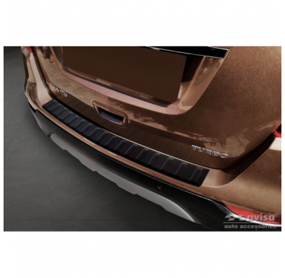 Protector de parachoques trasero de acero inoxidable negro mate adecuado para Opel Mokka X 2016- 'Ribs'