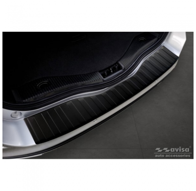 Protector de parachoques trasero de acero inoxidable negro mate adecuado para Ford Mondeo V Wagon 2014- 'Ribs'