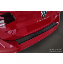 Protector de parachoques trasero en acero inoxidable negro mate para Volkswagen Passat 3G Variant 2014- &#039;Ribs