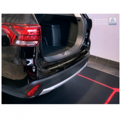 Protector Negro Acero Paragolpes Trasero Mitsubishi Outlander Iii Facelift 2015- 'Ribs'