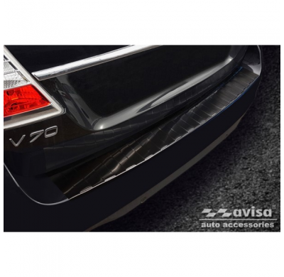 Protector De Parachoques Trasero De Acero Inoxidable Negro Valido Para Volvo V70 Facelift 2013-2016 'Ribs'