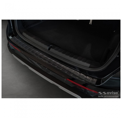 Protector de paragolpes trasero de acero inoxidable negro apto para BMW X1 (U11) 2022- 'Ribs' AVISA