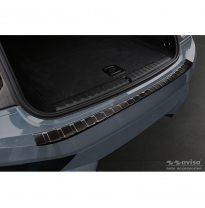 Protector de paragolpes trasero de acero inoxidable negro apto para BMW iX (I20) 2021- &#039;Ribs&#039; AVISA
