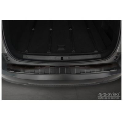 Protector de paragolpes trasero de acero inoxidable negro apto para Citroën C5 X 2021- 'Ribs' AVISA