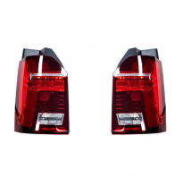 Juego de luces traseras LED adecuadas para Volkswagen Transporter T6 2015-2020 (con escotilla) - Rojo/Humo - incl. Luz de marcha