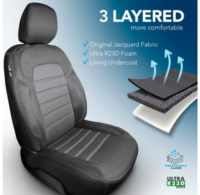 Original Design Fundas de asiento de tela 1+1 especifica para Renault Trafic/Fiat Talento/Nissan NV300/Opel Vivaro 2014-