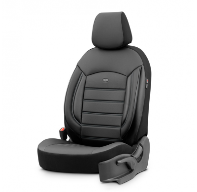 Juego de fundas de asientos universales en cuero 'Inspire' negro - 11 piezas - apto para airbags laterales