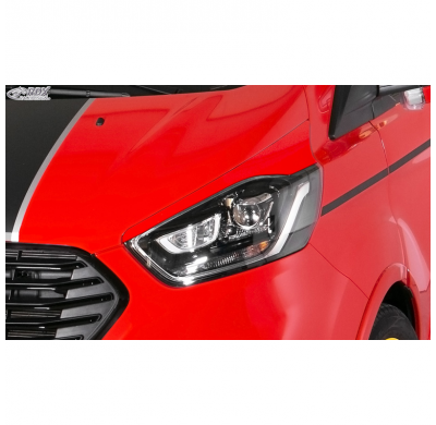 Pestañas de faros delanteros adecuados para Ford Transit Custom y Tourneo Custom Facelift 2018- (ABS) RDX RACEDESIGN
