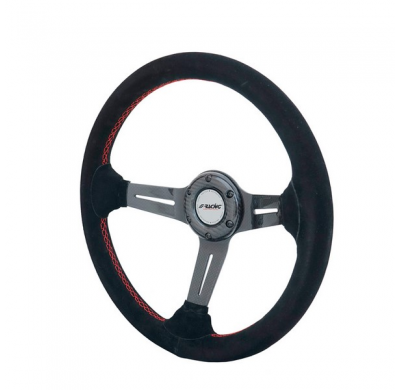 Volante Simoni Racing High-End Racing Tommi 350mm - Carbono Auténtico - Ante Negro + Costuras Rojas - Deep Dish 6,5cm