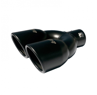 Cola de tubo de escape Simoni Racing Double Round Inox - Negro - Ø90xL240mm - Instalación ->34-57mm