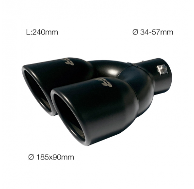 Cola de tubo de escape Simoni Racing Double Round Inox - Negro - Ø90xL240mm - Instalación ->34-57mm