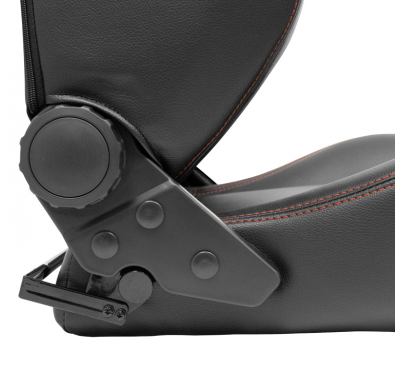 Asiento deportivo 'VGR' - Cuero sintético negro + costuras rojas - Respaldo reclinable en ambos lados - incl. diapositivas