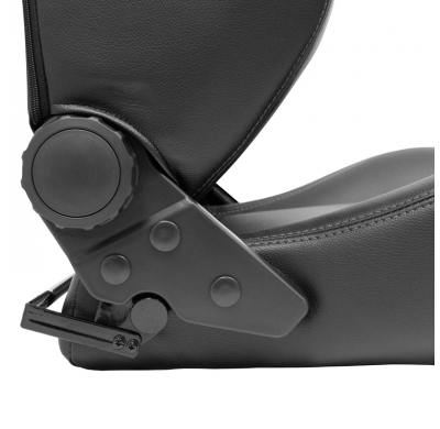 Asiento deportivo 'VGR' - Cuero sintético negro + costuras plateadas - Respaldo reclinable en ambos lados - incl. diapositivas
