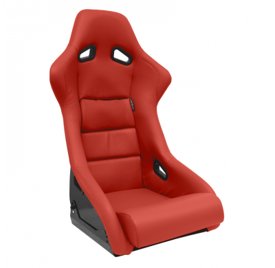 Asiento deportivo 'BS1' - Cuero sintético rojo - Respaldo de fibra de vidrio no reclinable - incl. diapositivas